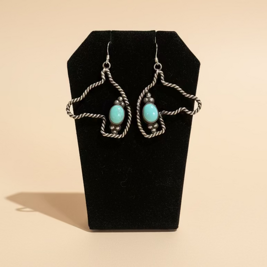 Navajo Compitos Turquoise Horse Earrings | Sterling Silver