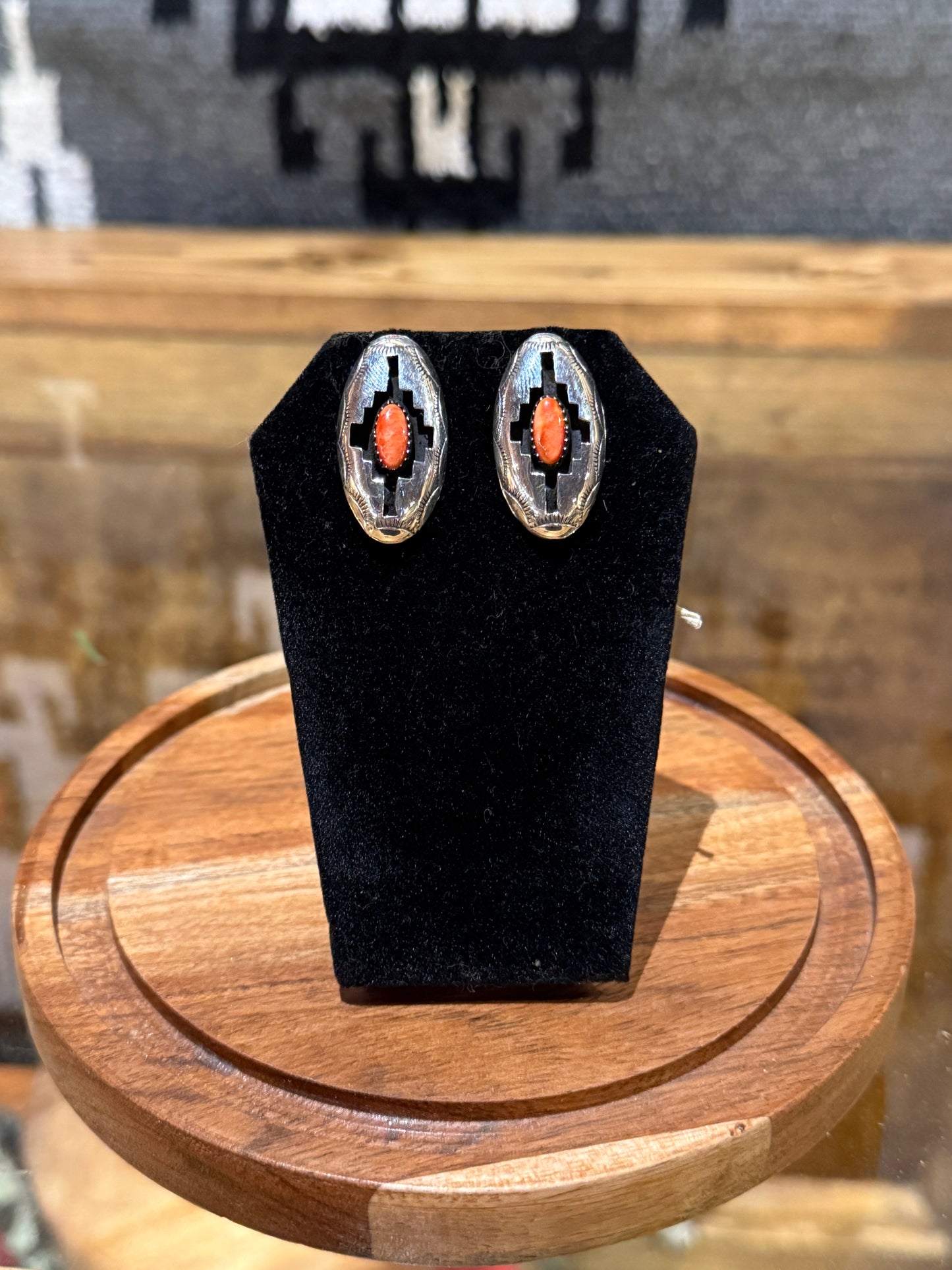 Navajo Spiny Oyster Shadowbox Earrings