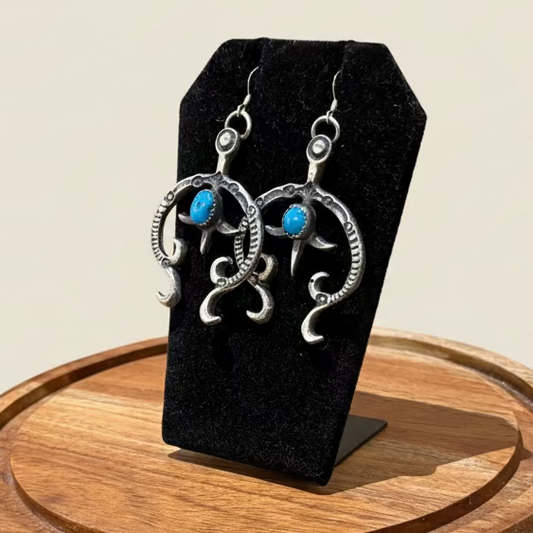 Eva & Linberg Billah Navajo Sterling Silver Turquoise Dangling Earrings