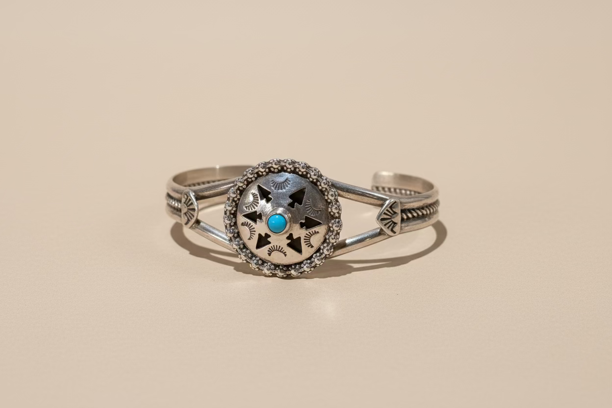 Jeff James Jr. Navajo Kingman Turquoise Sterling Silver Cuff