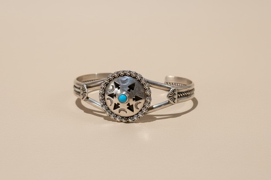 Jeff James Jr. Navajo Kingman Turquoise Sterling Silver Cuff