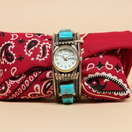 Vintage Navajo Kingman Turquoise Watch Bracelet