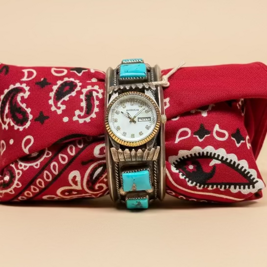 Vintage Navajo Kingman Turquoise Watch Bracelet