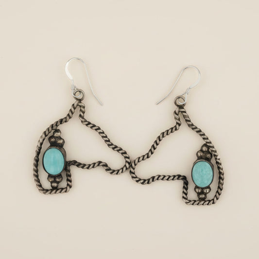 Navajo Compitos Turquoise Horse Earrings | Sterling Silver