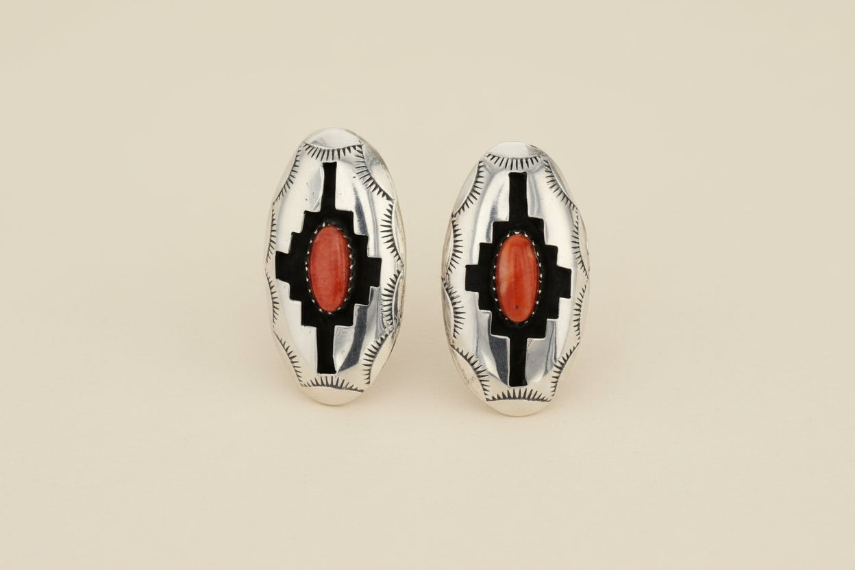 Navajo Spiny Oyster Shadowbox Earrings
