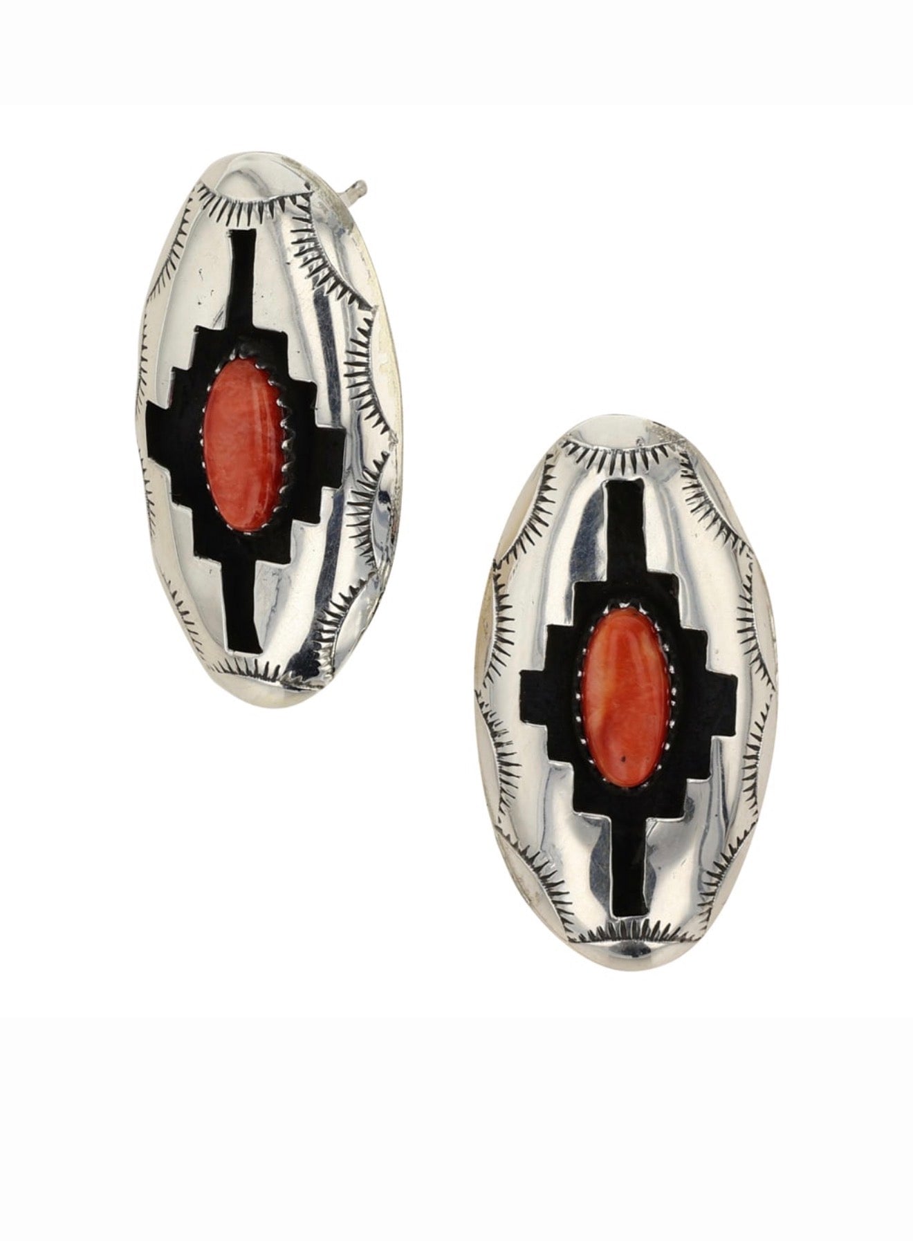 Navajo Spiny Oyster Shadowbox Earrings