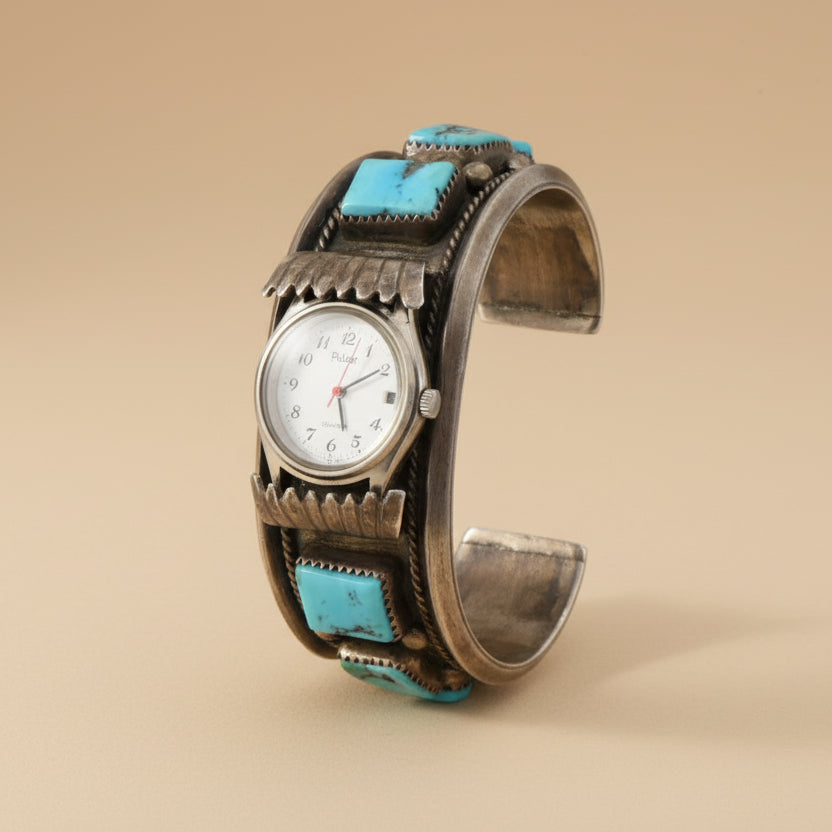 Vintage Navajo Kingman Turquoise Watch Bracelet