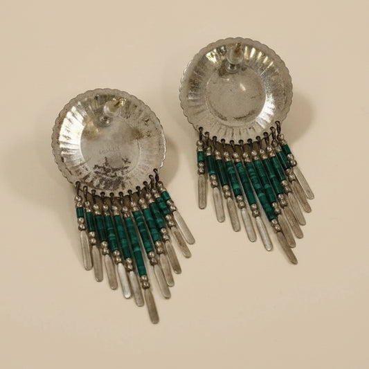 Malachite Sunburst Fringe Earrings