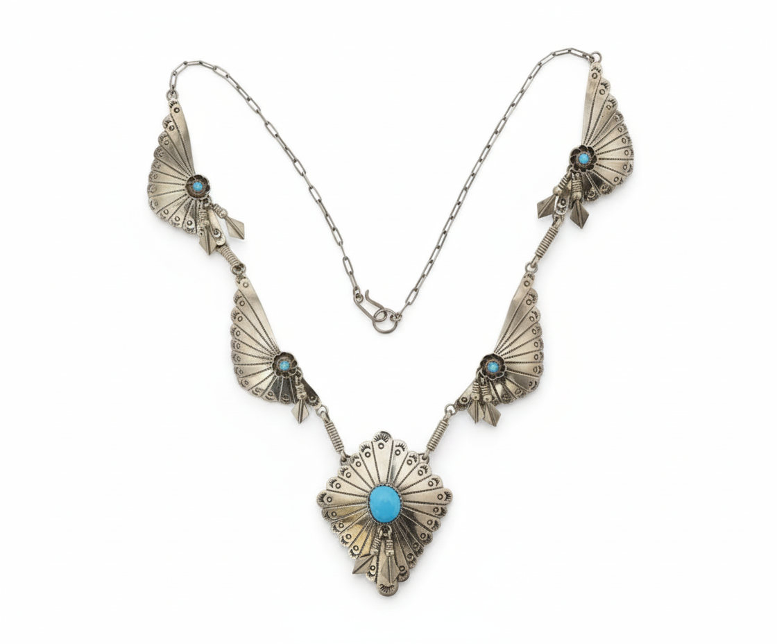 The Blue Blossom Pendant Necklace | by Dennison John (Navajo)