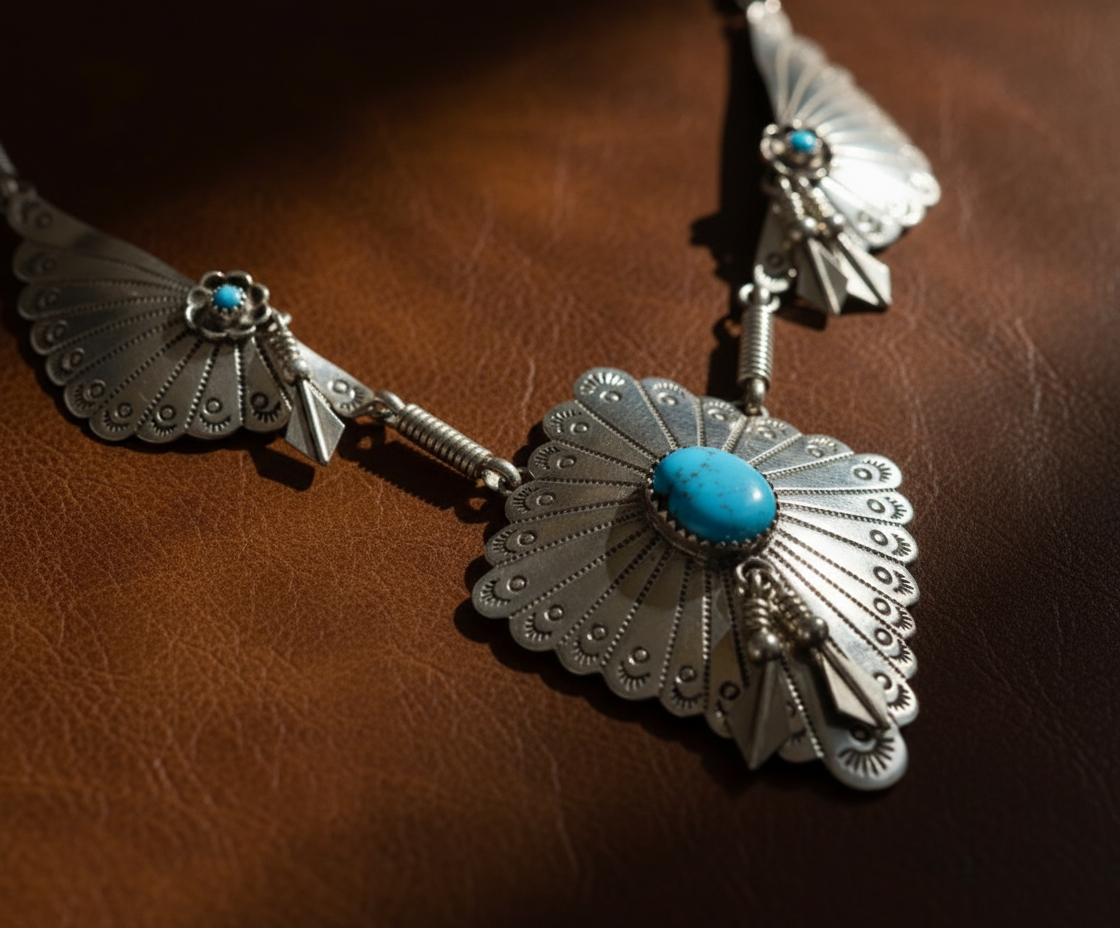 The Blue Blossom Pendant Necklace | by Dennison John (Navajo)