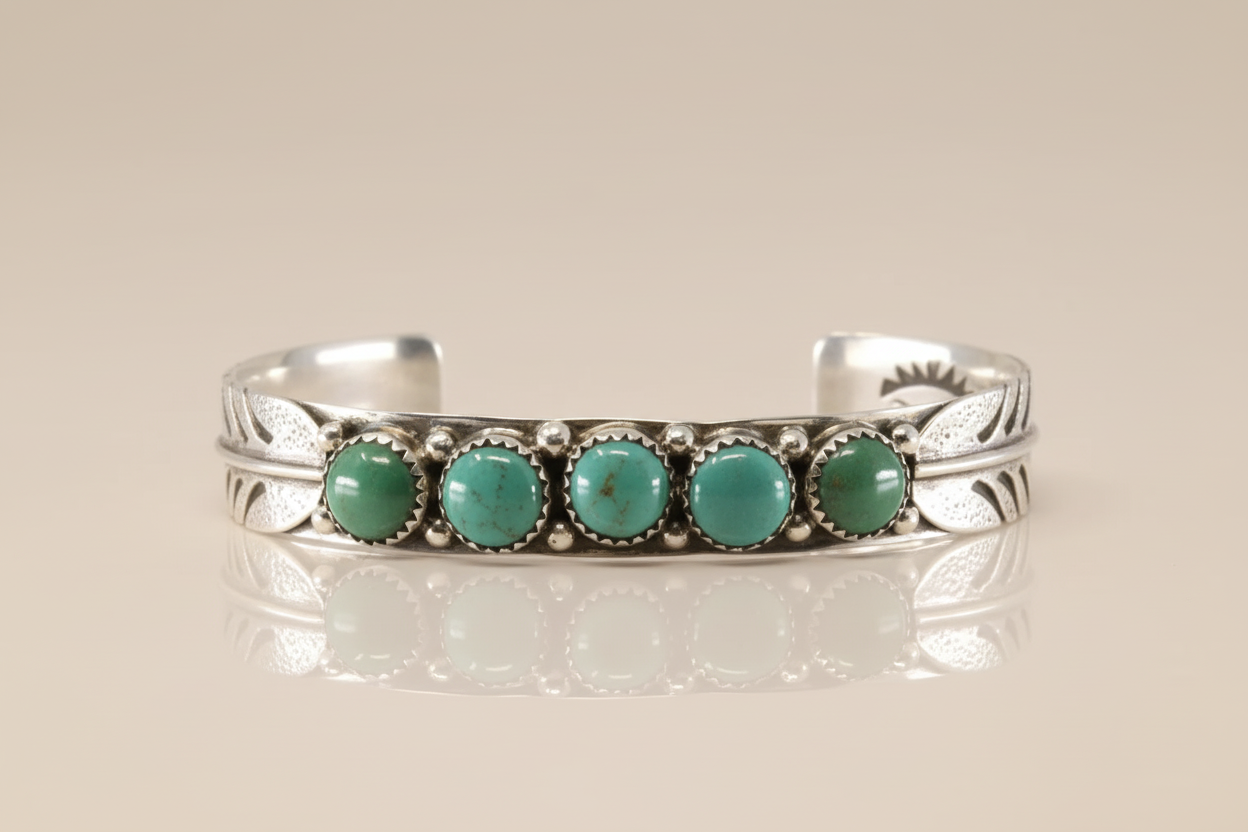 Irvin Yazzie Navajo Turquoise Feather Cuff
