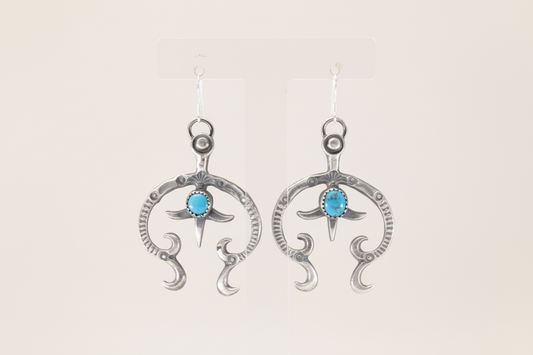 Eva & Linberg Billah Navajo Sterling Silver Turquoise Dangling Earrings