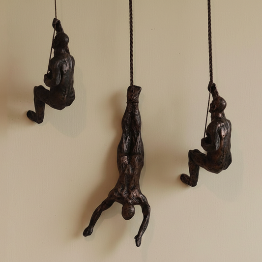 Climbing Men Wall Sculpture Art | Set of 3
