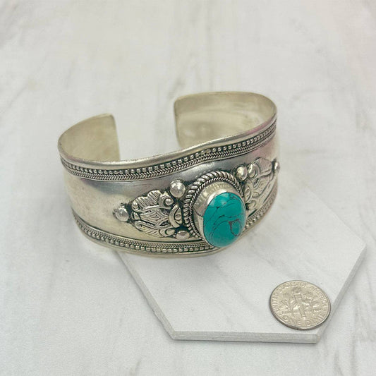 German Silver & Blue Turquoise Cuff