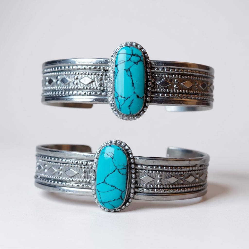 Handmade Turquoise Silver Cuff Bangle