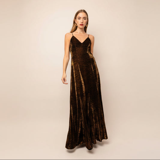 Bronze Tiger Burnout Maxi Dress