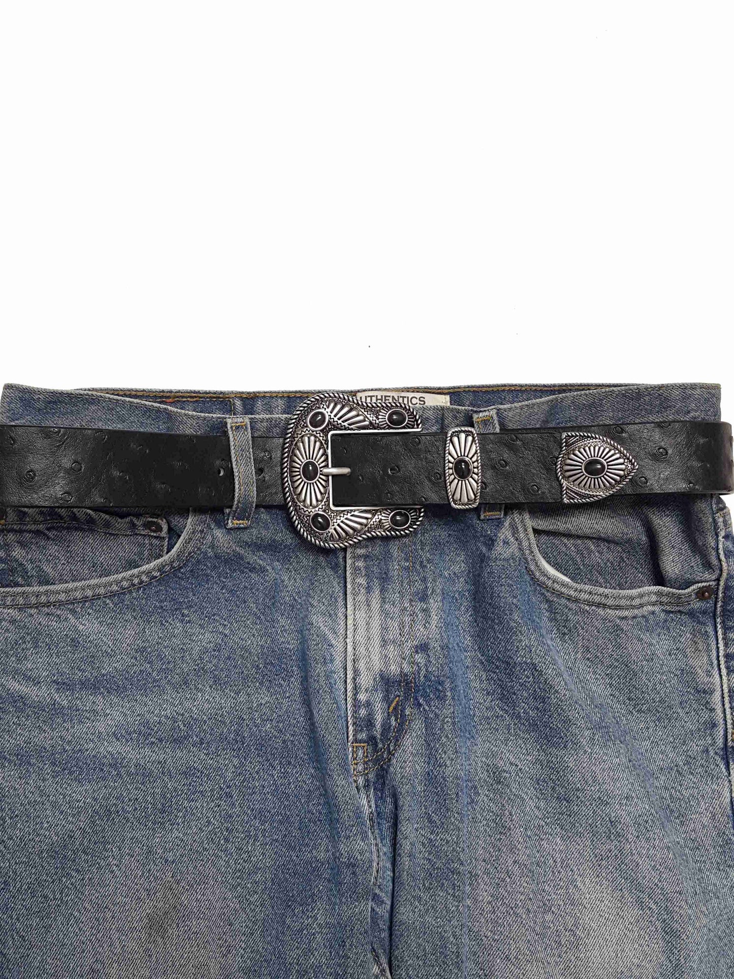 Navajo Buckle with Ostrich Belt
