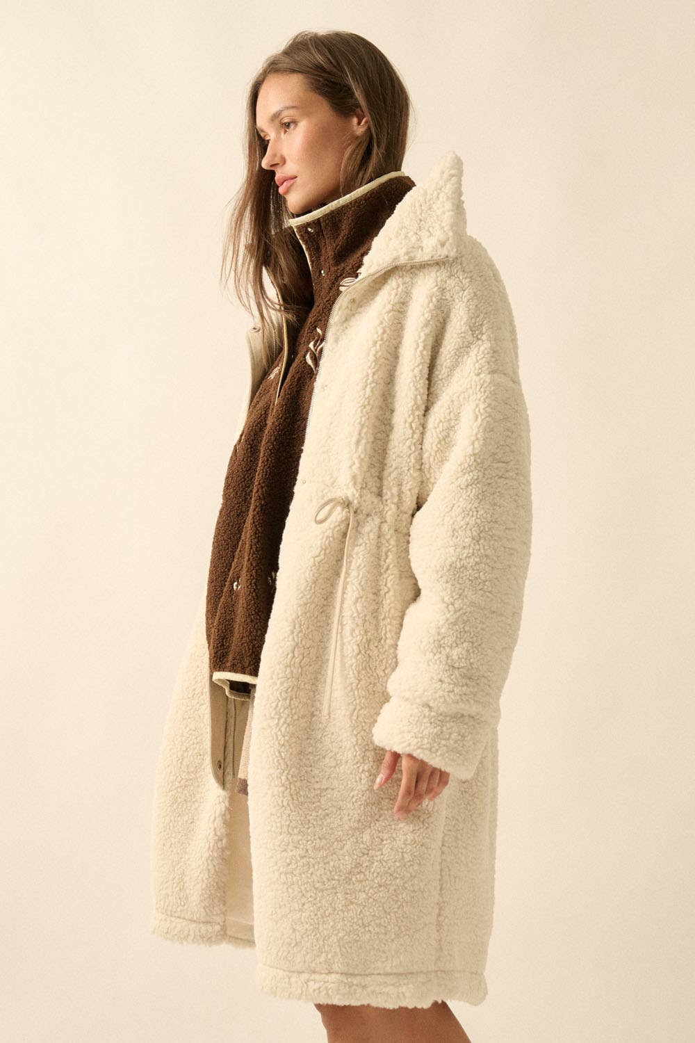Shearling Drawstring Coat