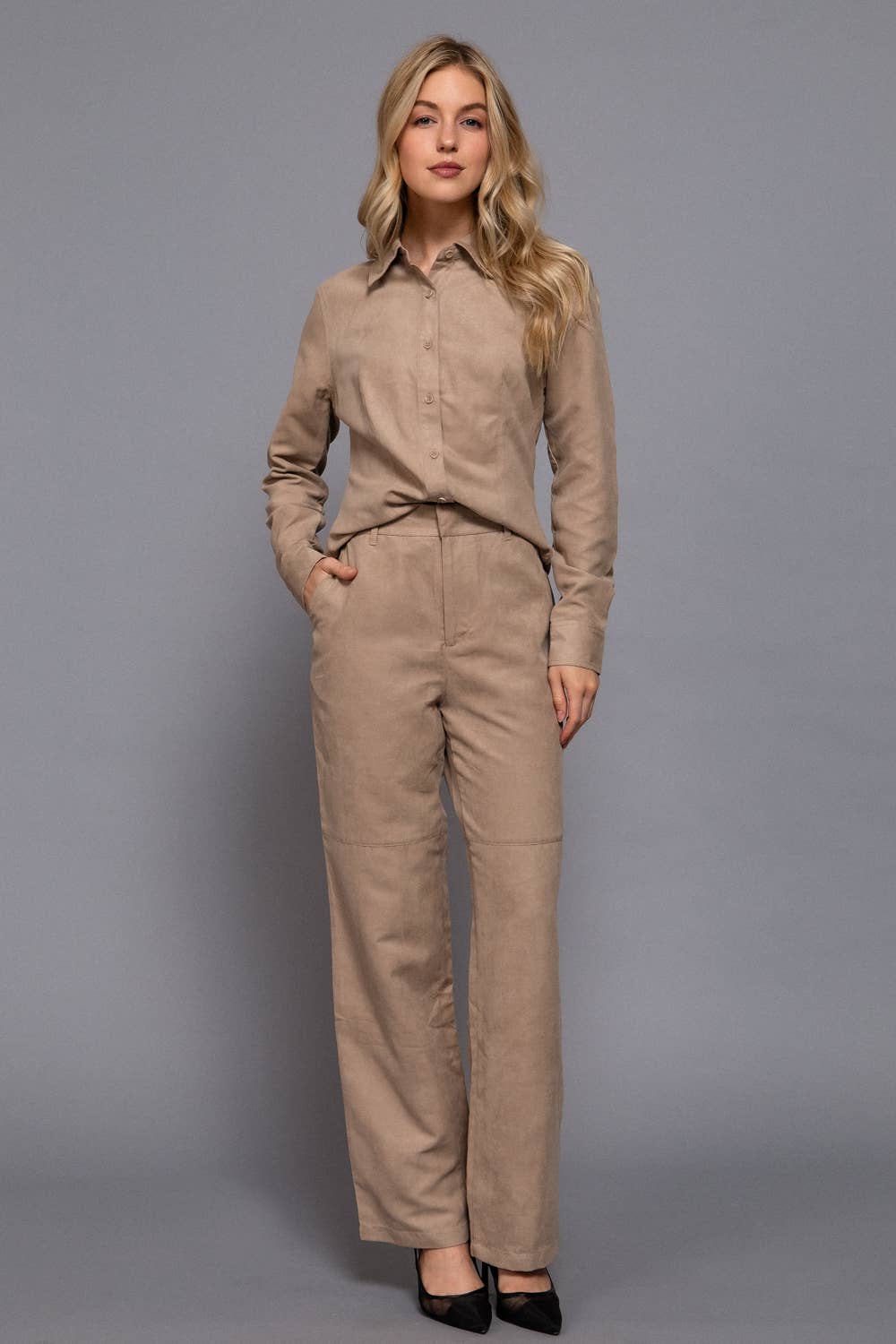Canyon Vegan Suede Straight-Leg Pants