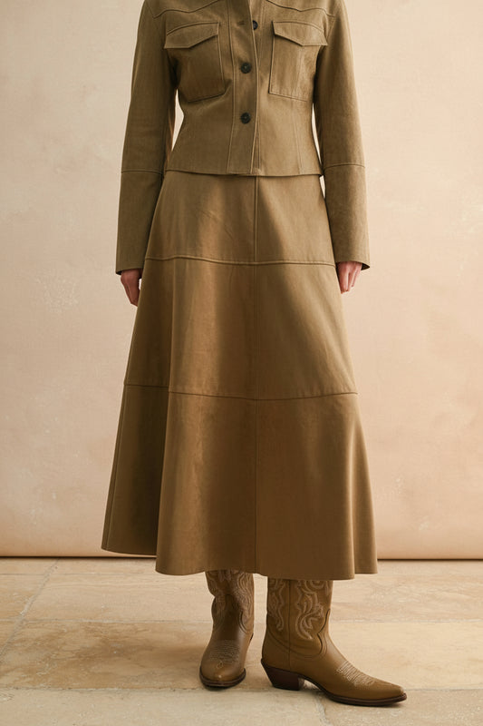 Suede A-Line Skirt