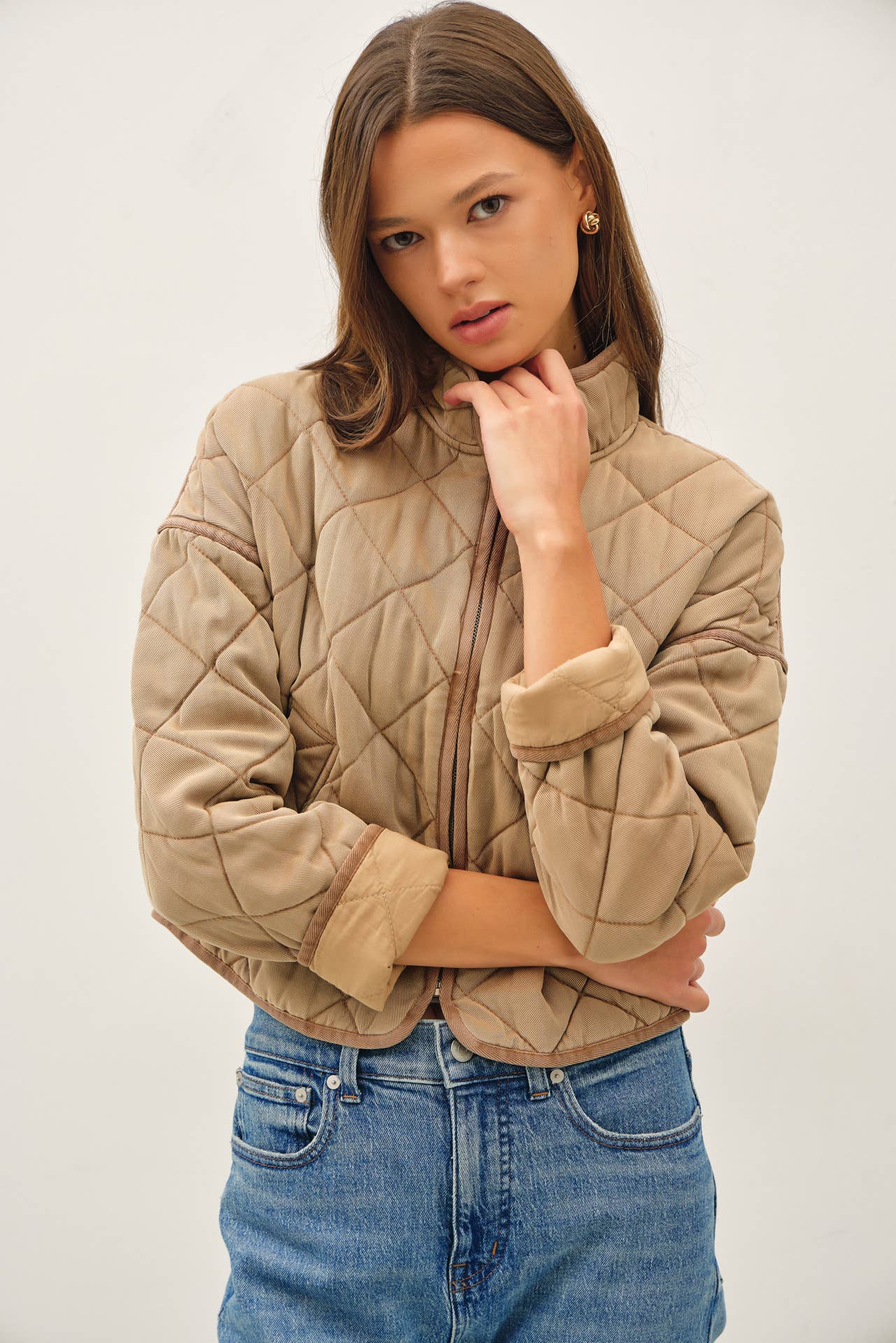 Lori Washed Quilt Cropped Jacket