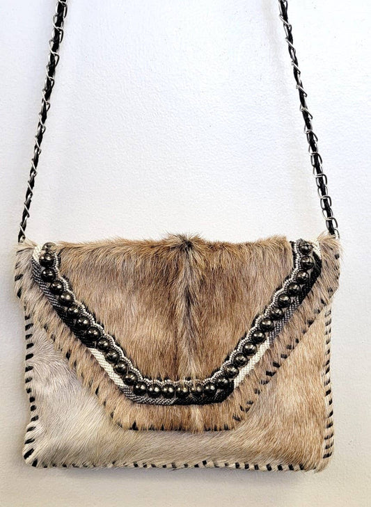 Bohemian Hairon Leather Clutch