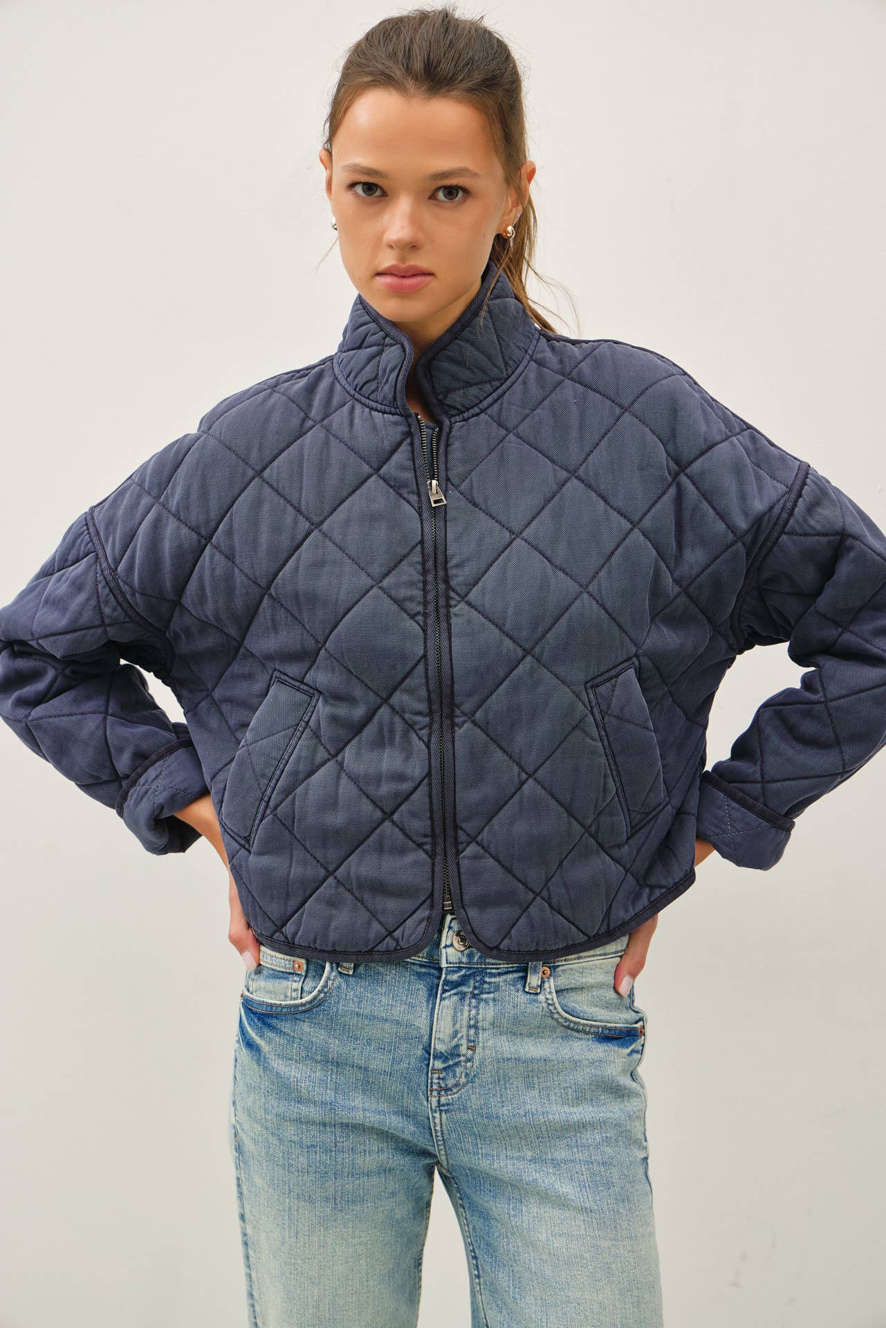 Lori Washed Quilt Cropped Jacket