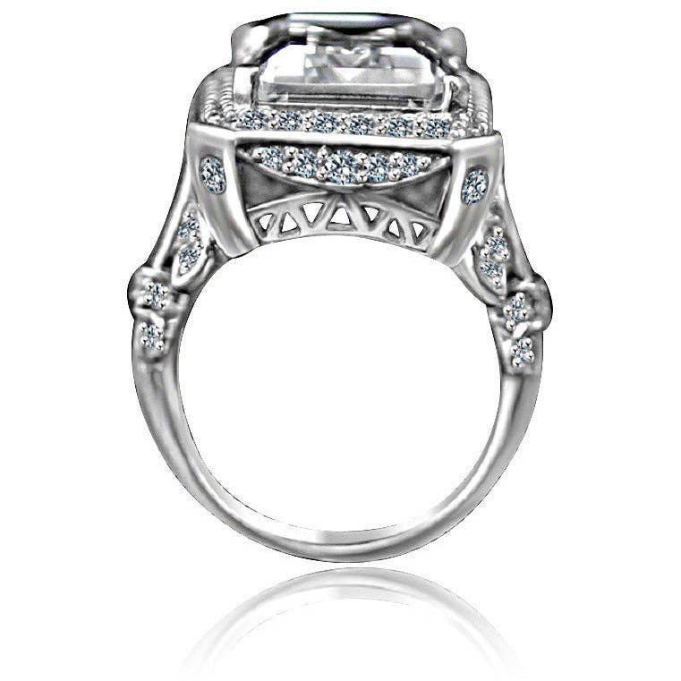 Emerald Cut Halo Statement Ring