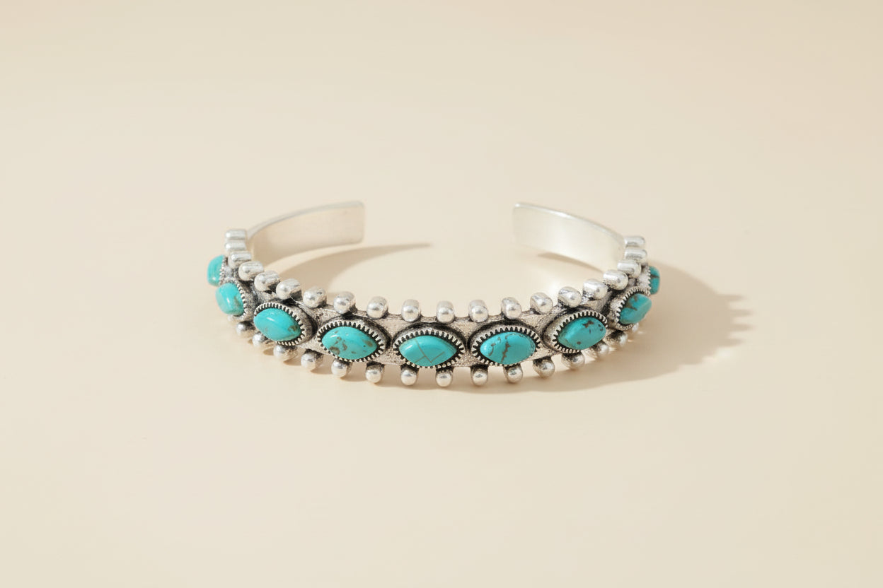 One Row Navajo Turquoise Bracelet