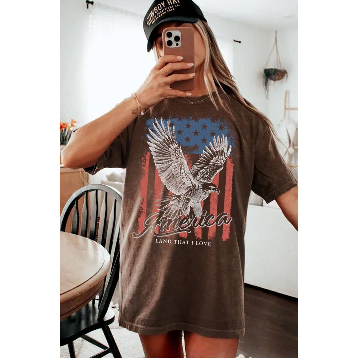 AMERICA Flag & Eagle Oversized Tee