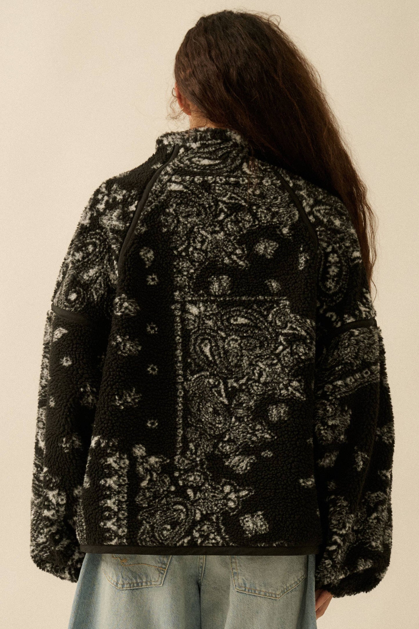 Floral Sherpa Half-Zip Pullover