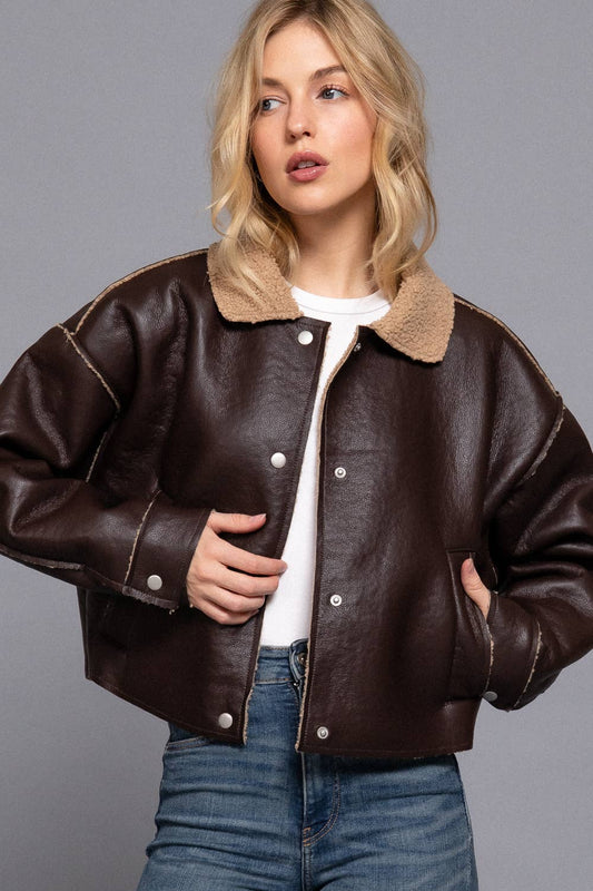 Timberline Vegan Leather Shearling Jacket