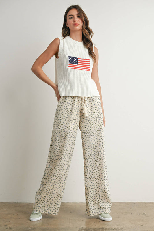 Flag Print Sleeveless Sweater