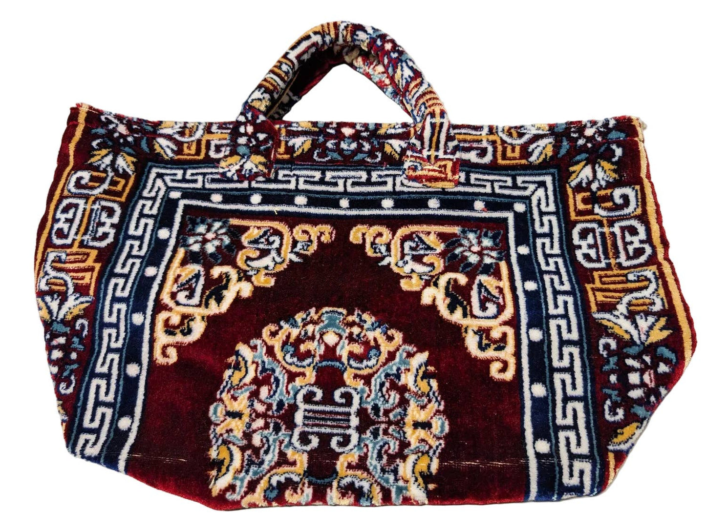 Rug Fabric Bag Burgundy x Yellow