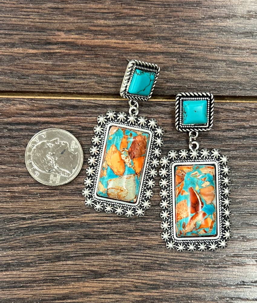 Rectangular Gemstone Earrings