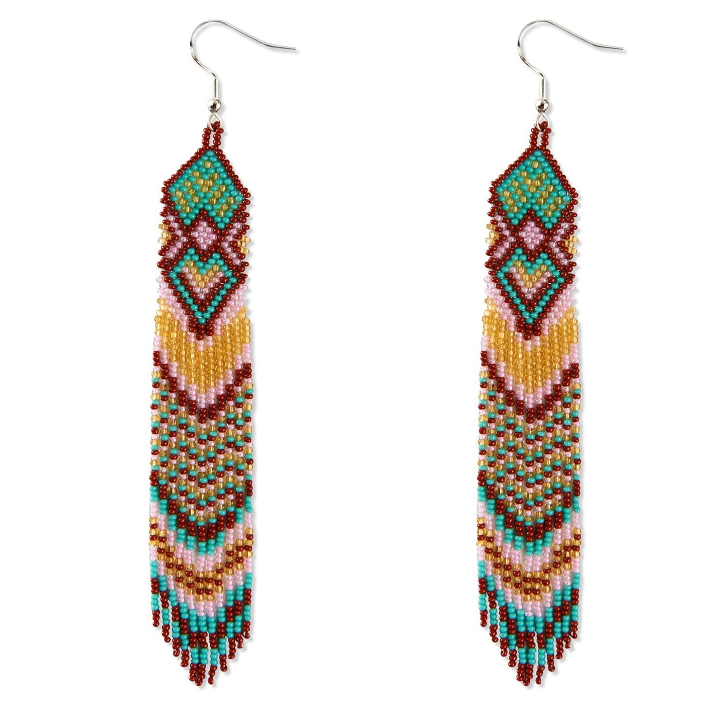 Burnt Sienna Boho Handmade Native Beaded Earrings