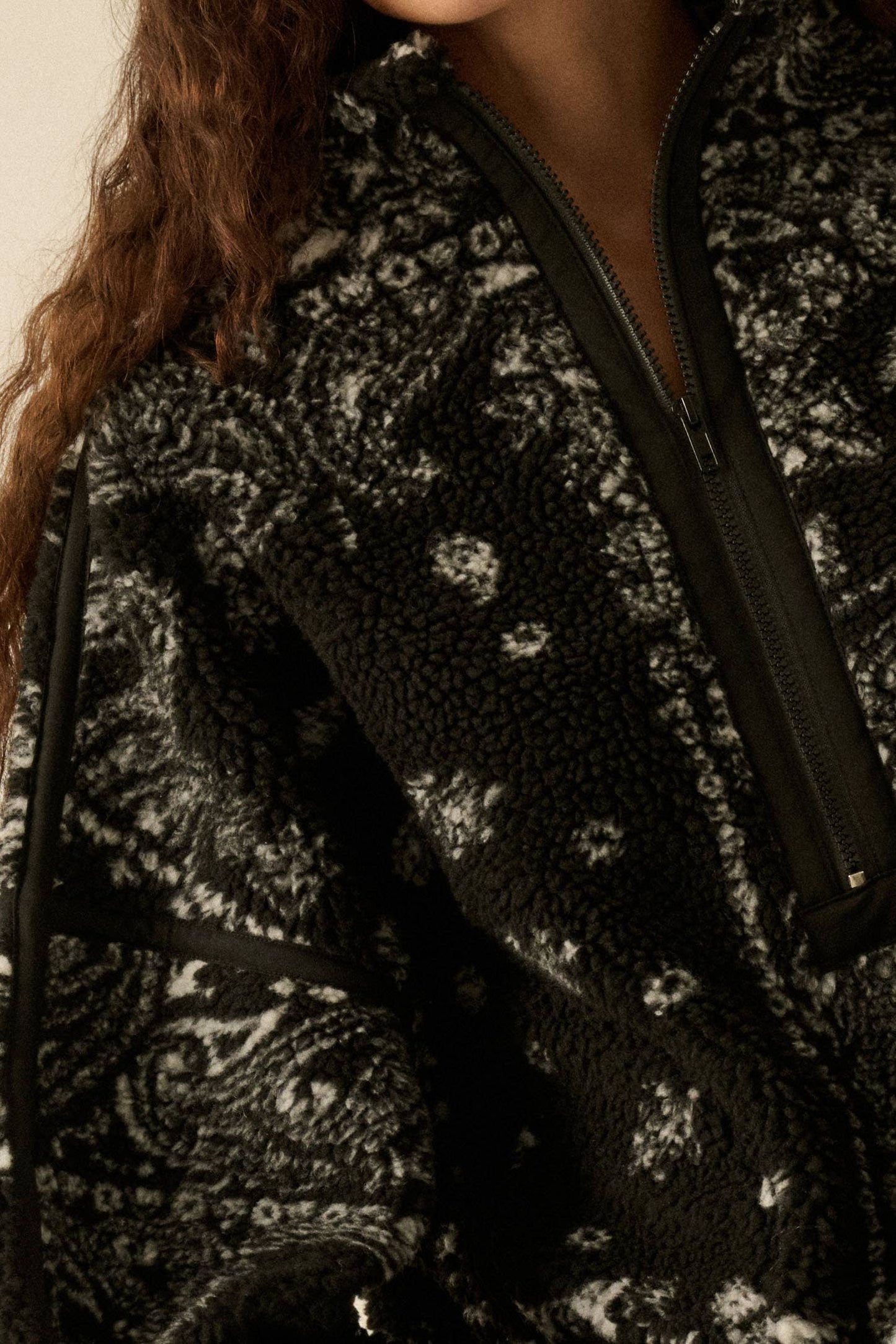 Floral Sherpa Half-Zip Pullover