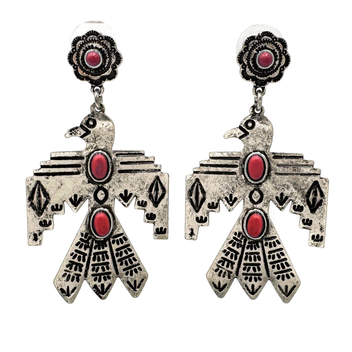 Metal Native Thunderbird Earrings