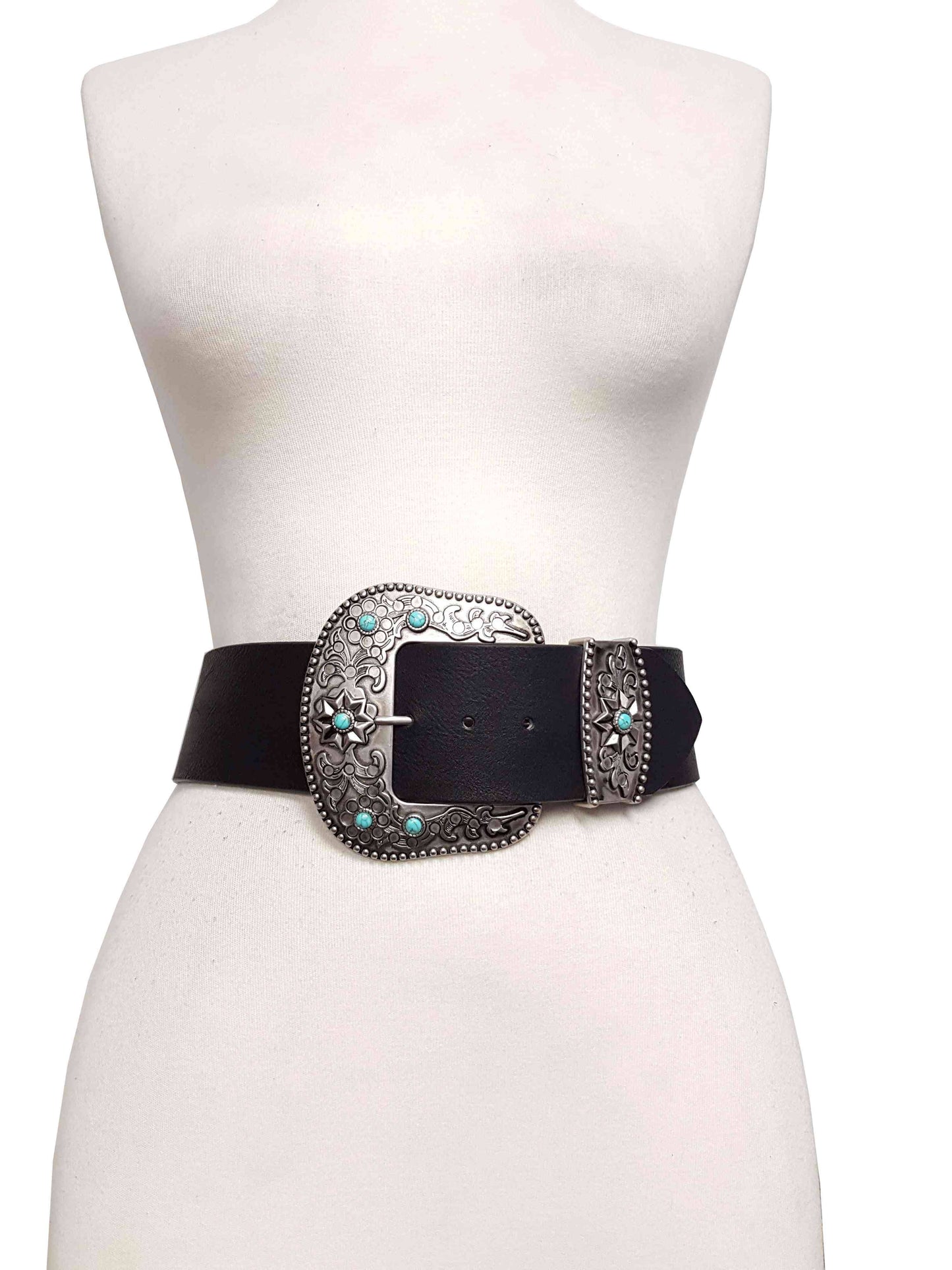 Wide width belt with Western Statement Buckle Loop