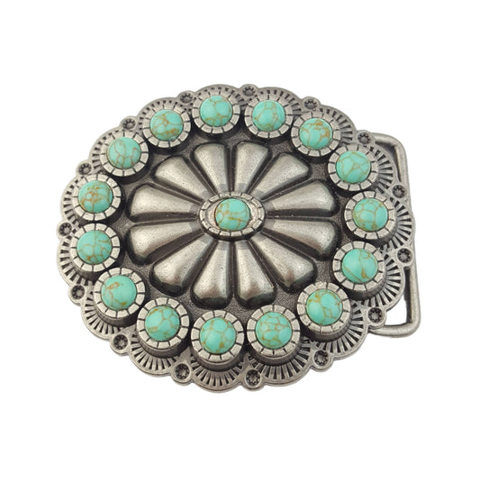 Oval Western Turquoise Stone Belt Buckle