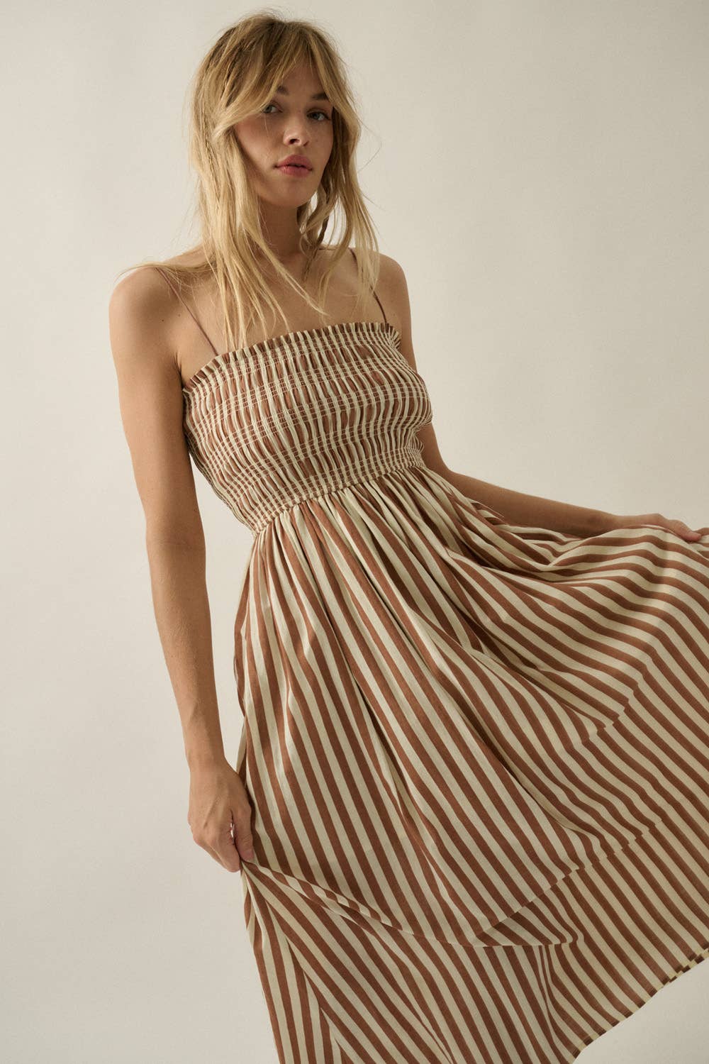 Striped Smocked Pocket Dress
