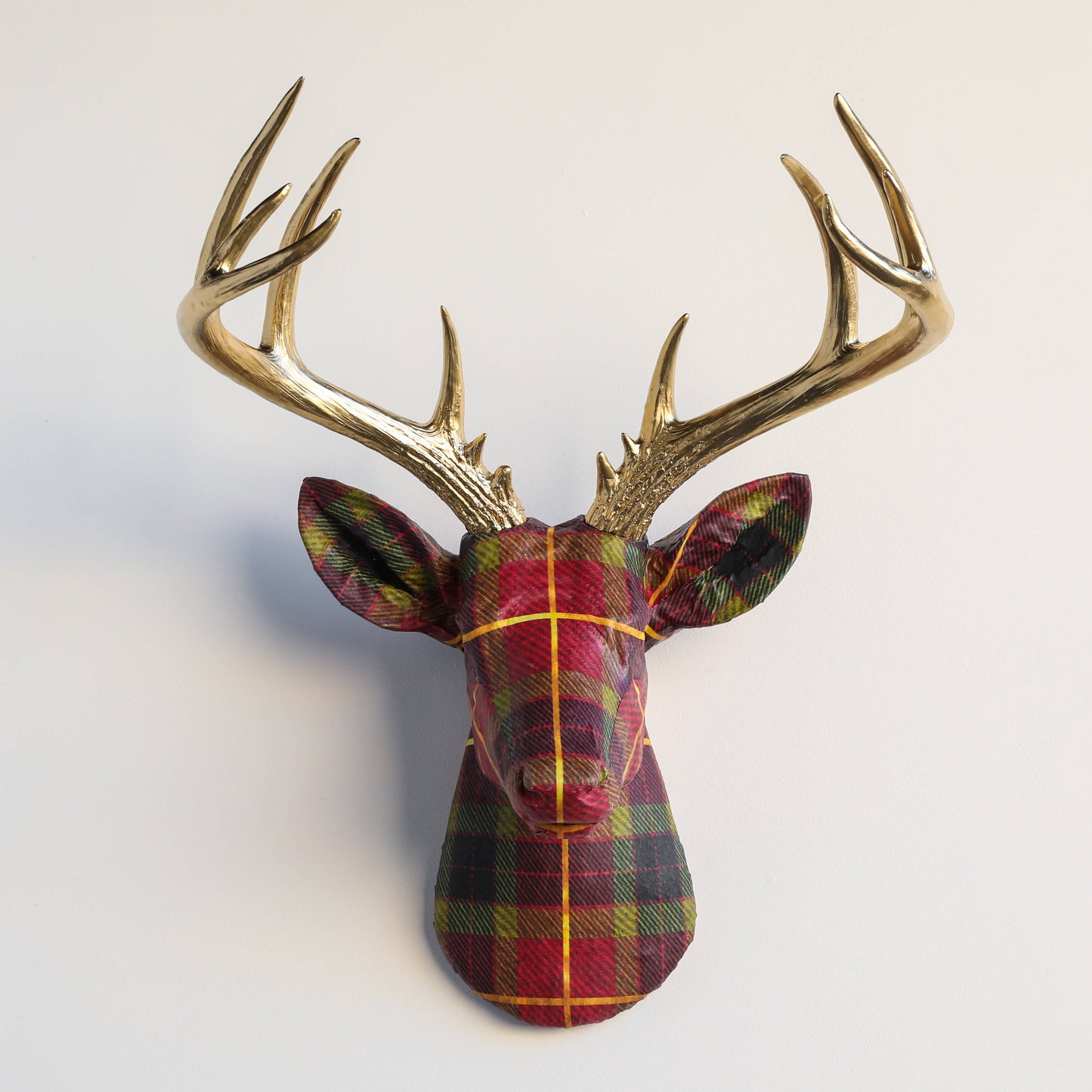 Plaid Fabric Deer Head