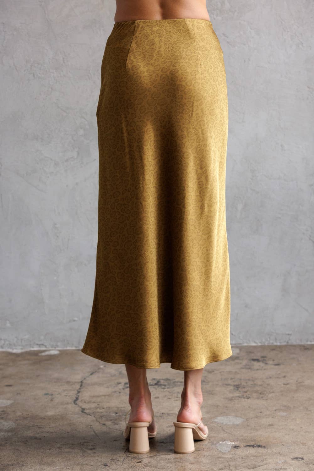 LEOPARD SATIN JACQUARD MIDI SKIRT