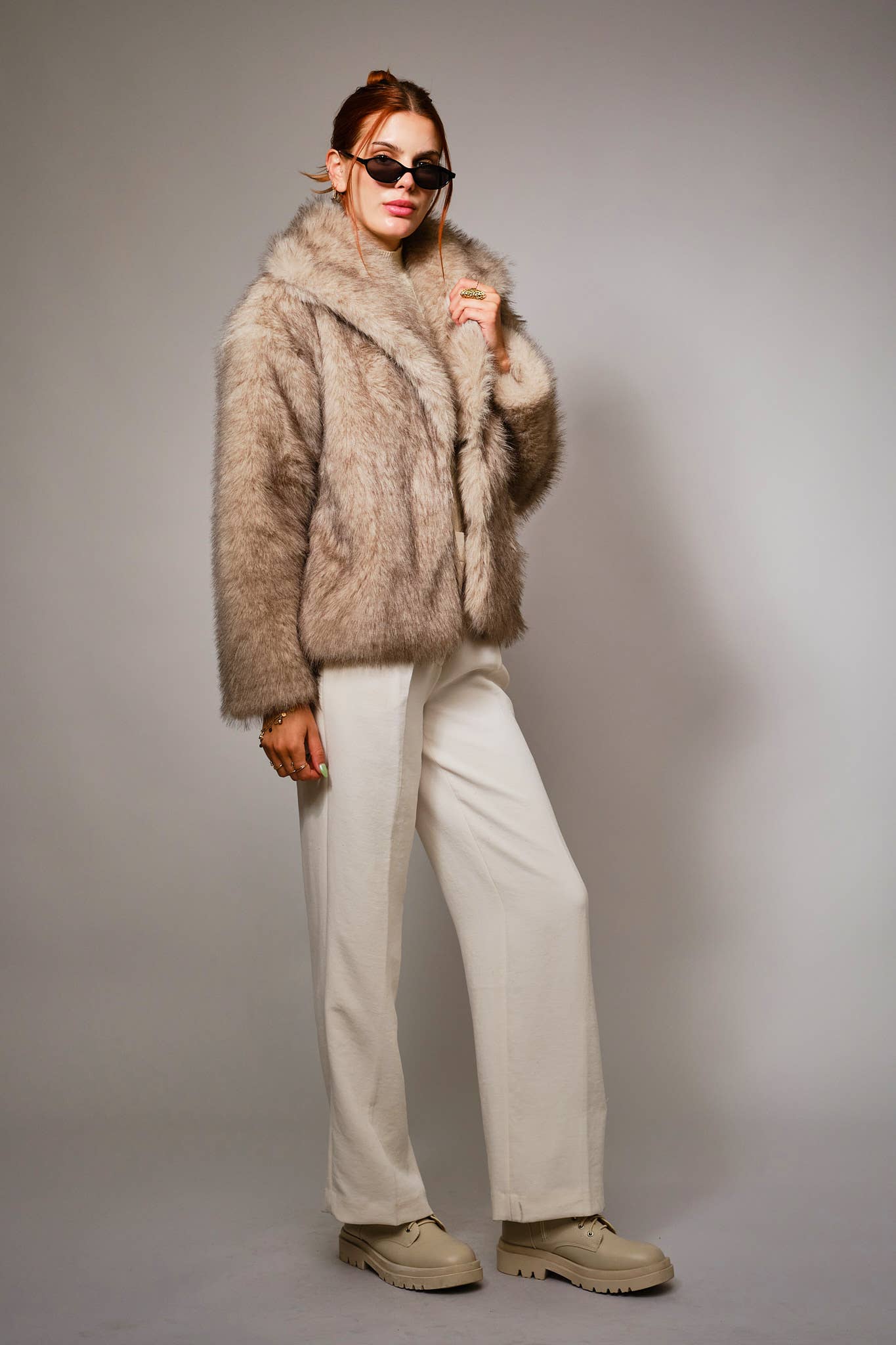 Jackson Crop Fur Two Tone Vegan Fur Jacket