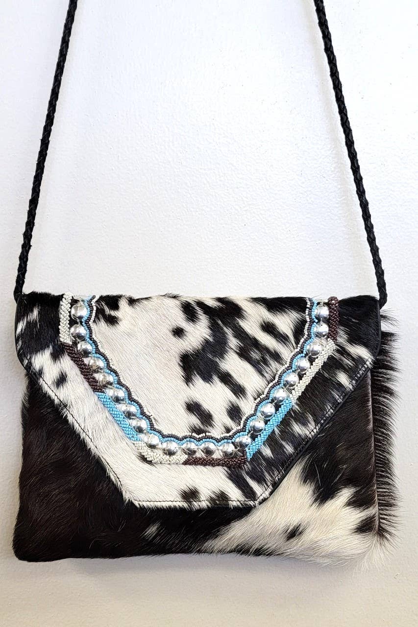 Bohemian Hairon Leather Clutch