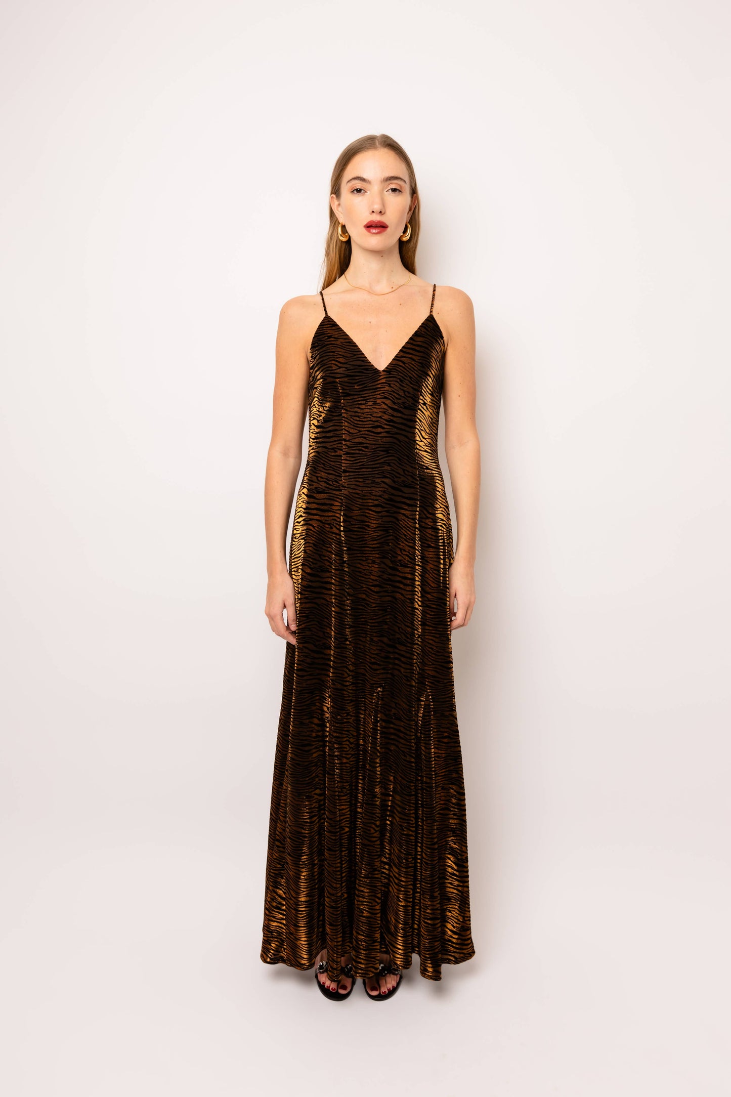 Bronze Tiger Burnout Maxi Dress