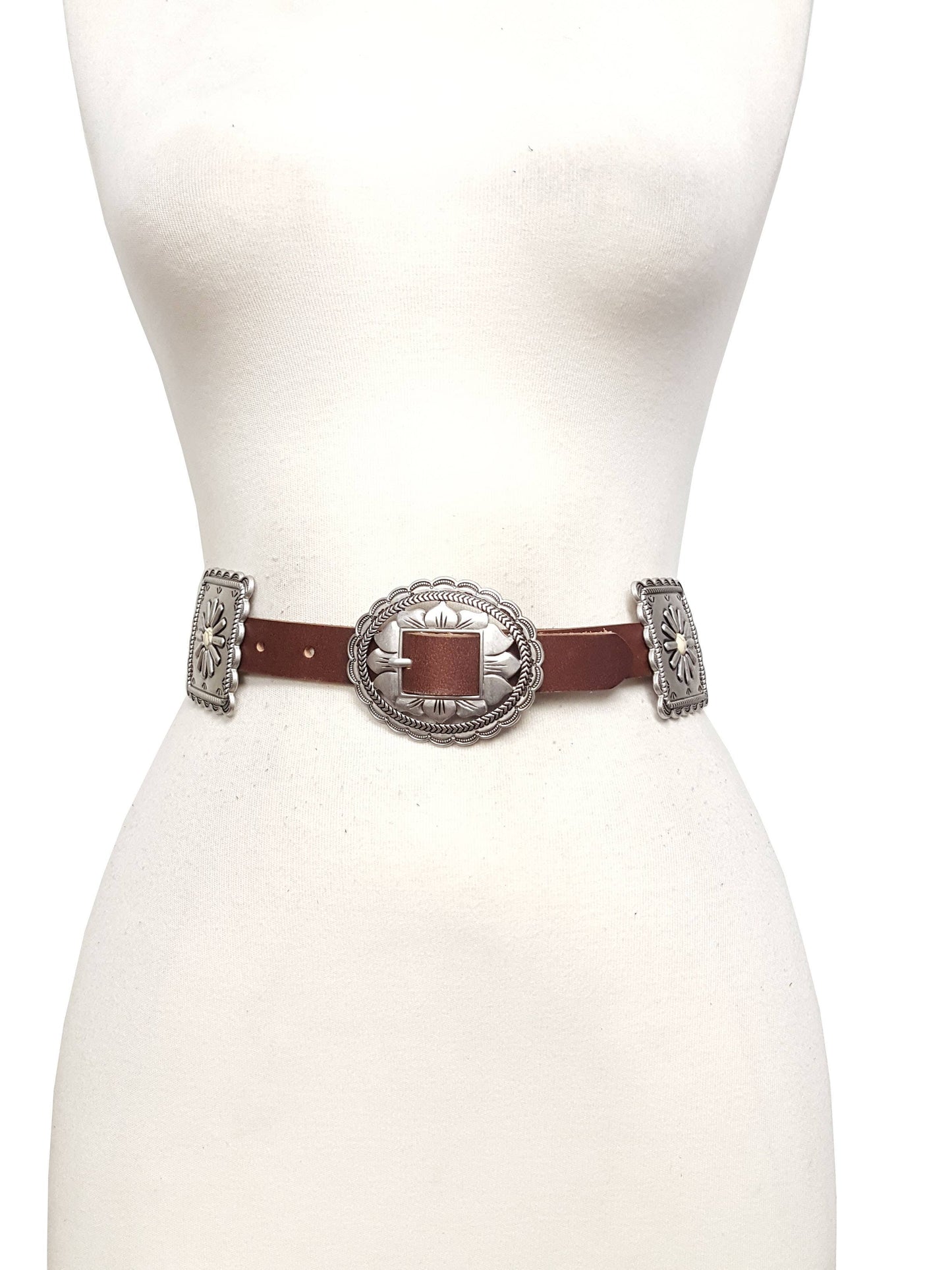 Alt Bone Turq Concho Belt