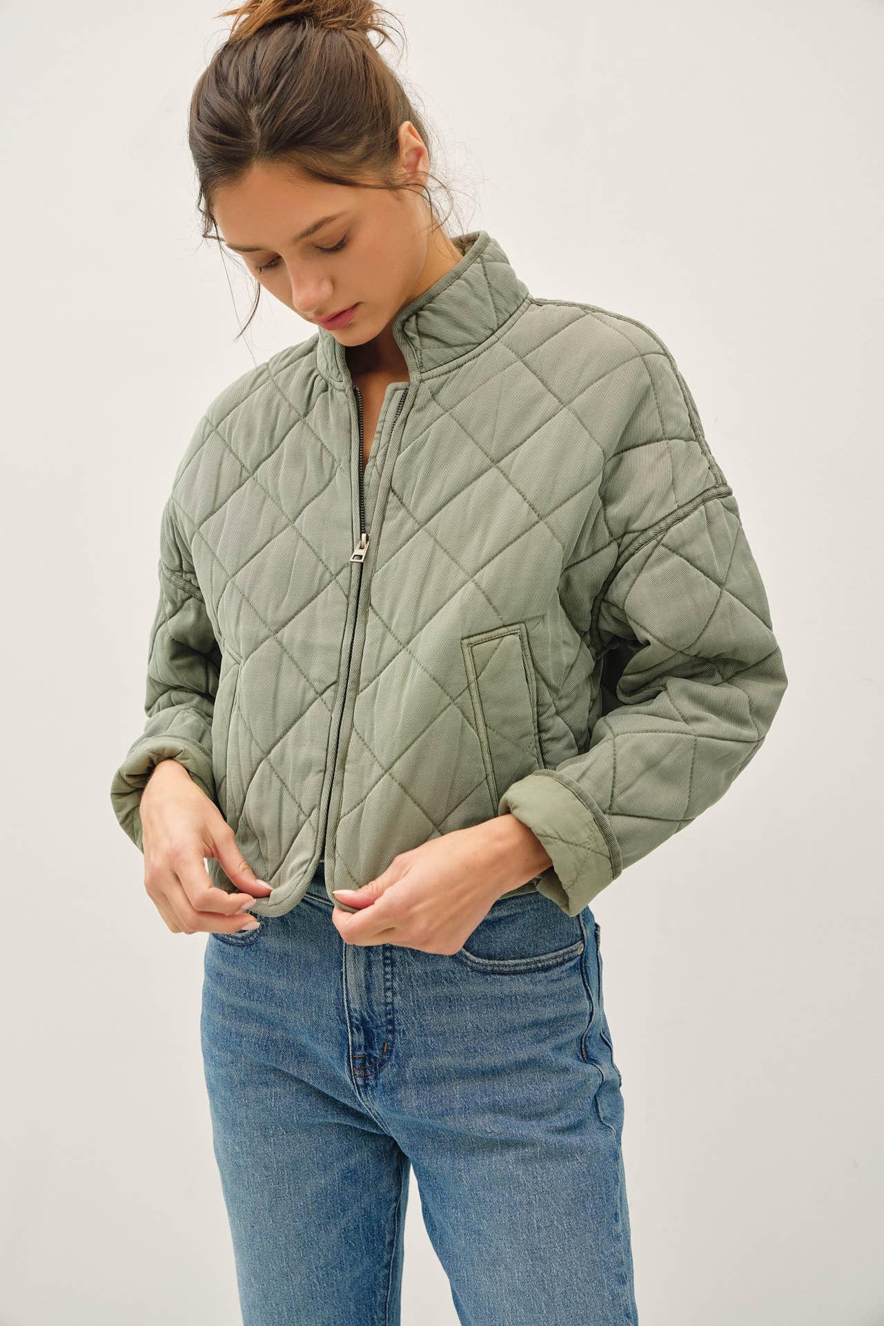 Lori Washed Quilt Cropped Jacket