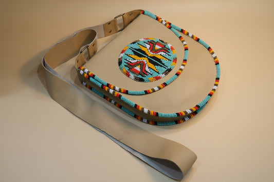 Turquoise Beaded Handmade Leather Crossbody