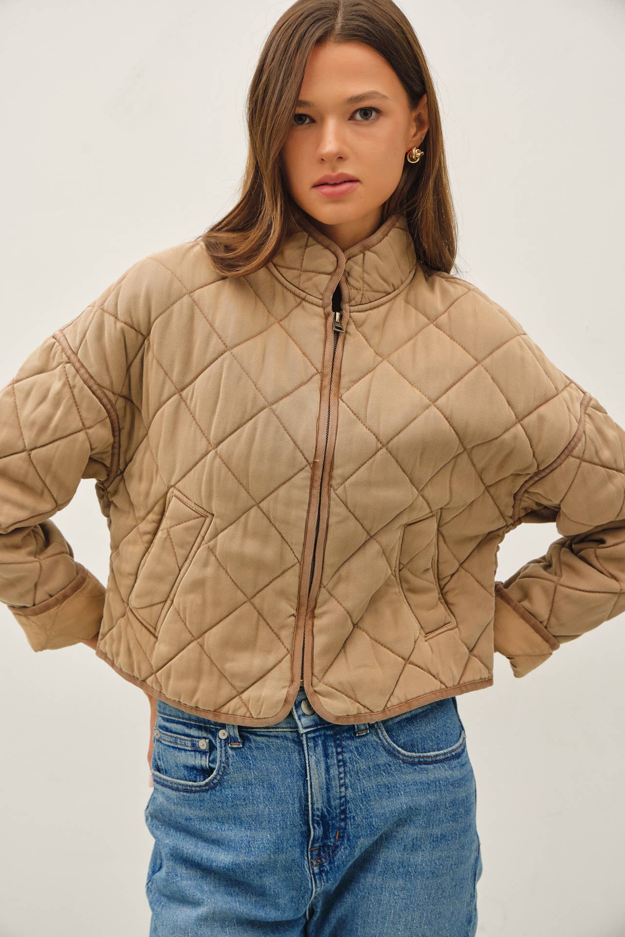 Lori Washed Quilt Cropped Jacket